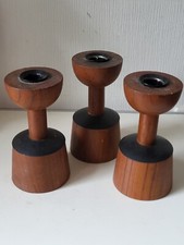 3 Teak Kerzenleuchter Denmark Lauris Lonborg Design 60er Jahre