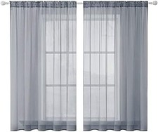 2er Voile Transparent Gardinen Stores Vorhang Gardine Dekoschal mit Kräuselband