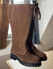 XXL Weitschaftstiefel 42 Popken Leder Wildleder braun Stiefel Schnürung