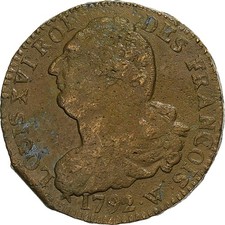 Frankreich, Constitution, 2 Sols, 2 sols françois, 1792 / AN 4, Lille, 2éme