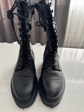 Zalando ZIGN Leder Boots Gr. 38 Schwarz Schnürstiefel Damen