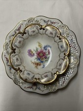 Tirschenreuth Porzellan Schale, Gold, Blumen Dekor