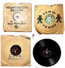 4 Schellackplatten Konvolut 3 ,15 cm, Pygminette, Teddy, Gnom,Odeonette 78 Upm