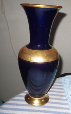 Große alte Vase Lindner Kueps Bavaria Echt Kobalt Cobalt Handarbeit Ätzgold 30cm