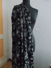 Stoff mit Blumen Muster Stickerei schwarz natur Baumwolle 132x300cm