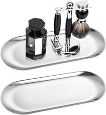 2 Stück Dekotablett Deko Tablett Länglich Kleines Tablett Silber Dekoschale