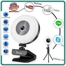 Webcam 2K Full HD für PC mit Mikrofon, Autofokus-Webcam mit Licht.