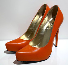IL GIARDINO DEI PRINCIPI Echt Leder Vero Cuoio High Heels Pumps Gr. 38 Orange