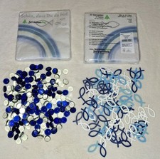 Tisch deko Servietten Kommunion Konfirmation Fisch Blau Streudeko Glassteine 