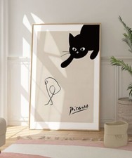 Lustiger Picasso Katzendruck, zeitgenössisches Kunstposter, minimalistisches Dekor, moderne Kunst