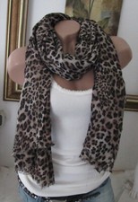 Neu  Elegante Schal Tuch Halstuch Stola Leo Animal Schwarz Braun Beige