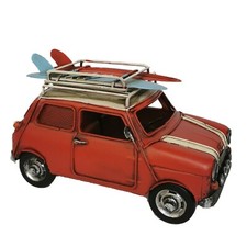 Blechmodell Mini Cooper rot mit Dachgepäckträger + geheime Spardose Bilderrahmen