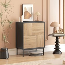 HOMCOM Sideboard Kommode mit Push-to-Open-Türen Metallbeine Küchenschrank