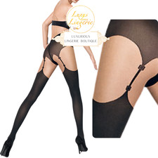 Shania Strumpfhose von Wolford M Medium Sahara schwarz Strümpfe Träger Design