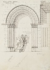 E. LEE (19.Jhd), Kathedrale von Chartres, Nordportal,  1867, Feder Romantik