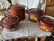 großer Emaille Topf braun mit