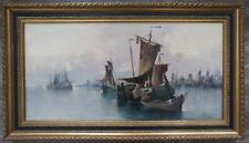 Karl Kaufmann Gemälde  Seefahrt und Fischerboote signiert L Perla 1903 Leinwand