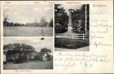 Ak Stollhamm Butjadingen Wesermarsch, Windmühle, Kirche, Schule,... - 3691219
