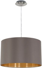 EGLO Pendel Hänge Leuchte Lampe MASERLO Metall Textil gold cappuccino 38 cm