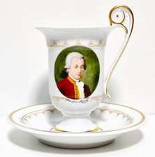 AK Kaiser Porzellan - 2-teil.Kakaotasse/Pharisäertasse - W.A.Mozart Dekor
