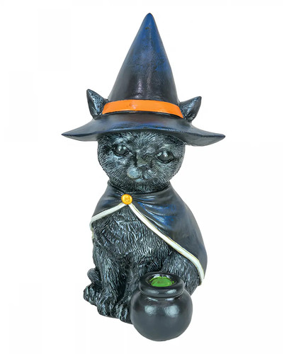 Katzenfigur mit hexenhut - katzenfigur, &