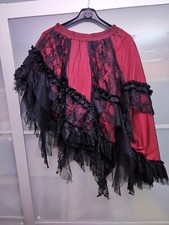 Rock Steampunk, RQ-BL, Rock mit Spitzen Damen, Rot -schwarz