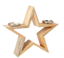 ELAMBIA Kerzenhalter für 2 Kerzen Sternform Höhe 40cm