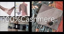federleichtes Dreiecktuch Schal handgestrickt* 100% Kashmir  2farbig Natur 
