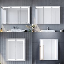 Spiegelschrank Badezimmerschrank mit LED Steckdose Edelstahl Badschrank Spiegel