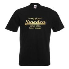 T-Shirt SCHWEDEN (Sweden) harder better faster stronger golddruck (WMS07-55a)