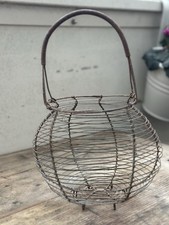 Antiker Französischer Eierkorb Aus Draht Metall Vintage Korb