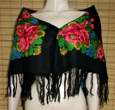 BUNTES TRACHTENTUCH - SCHULTERTUCH - WOLLE/V. - VINTAGE - WIE NEU - 80 x  80 cm