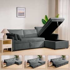 Sofa Schlafsofa mit Schlaffunktion Ecksofa mit Bettkasten L-Form Liegefläche DE