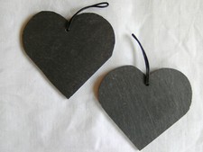 2 Stück Geschenkanhänger Schiefer Herz je ca. 11x11 cm mit Lederband Weihnachten