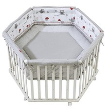 Roba Laufgitter Adam & Eule Laufstall 6-eckig Krabbelgitter weiß 120 cm