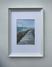 Original Aquarellmalerei Steg