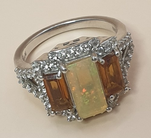 Opal citrin weißtopas ring - opal-citrin-weißtopas,