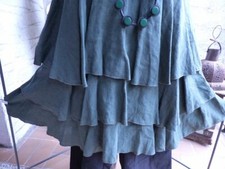 3478 Xadoo 100 Leinen Kleid grün, Volant