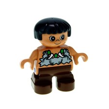 1x Lego Duplo Figur Kind Mädchen braun Steinzeit Mensch Caveman 6453pb002