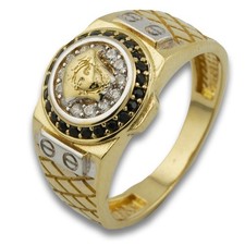 Onyx Medusa Gold Ring 585 14 Kt Gelbgold Weißgold Goldring Edelstein Wert 1300,-