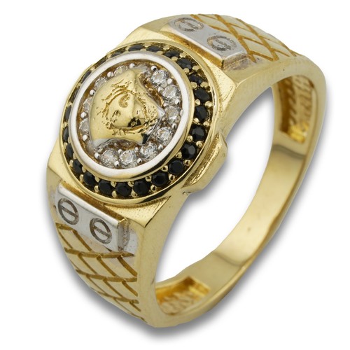 Onyx medusa gold ring - ring, 585