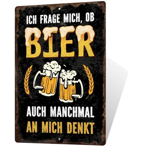 Metallschild bier denk - bier, mich