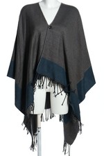 TCM Strickponcho Damen Strickbekleidung grau-kornblumenblau Casual-Look
