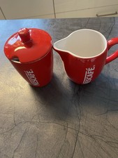 NESCAFÉ Werbung Milchkännchen Milchkanne + Zuckerdose rot weiß Retro Kult Kaffee