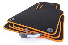 NEU Fußmatten Renault Twingo 3 III Z.E Velours Matten Tuning Schwarz Orange 4STK