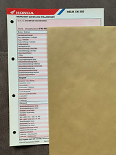 HONDA CN250 HELIX MF02 ab 1986 Orig. Werkstatt-Datenblatt + Serviceplan