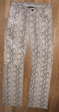 Herren- LEDERJEANS  Lederhose in grau mit Reptil-Print in ca. W33 / L34