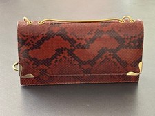 Echte Schlangenleder Tasche Handtasche Schultertasche Braun Vintage