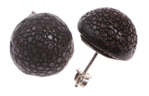 Rochenleder ohrringe cabochon - ohrringe,