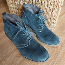 Damen Stiefeletten Boots Gr.38 Blau Veloursleder Keilabsatz sOliver